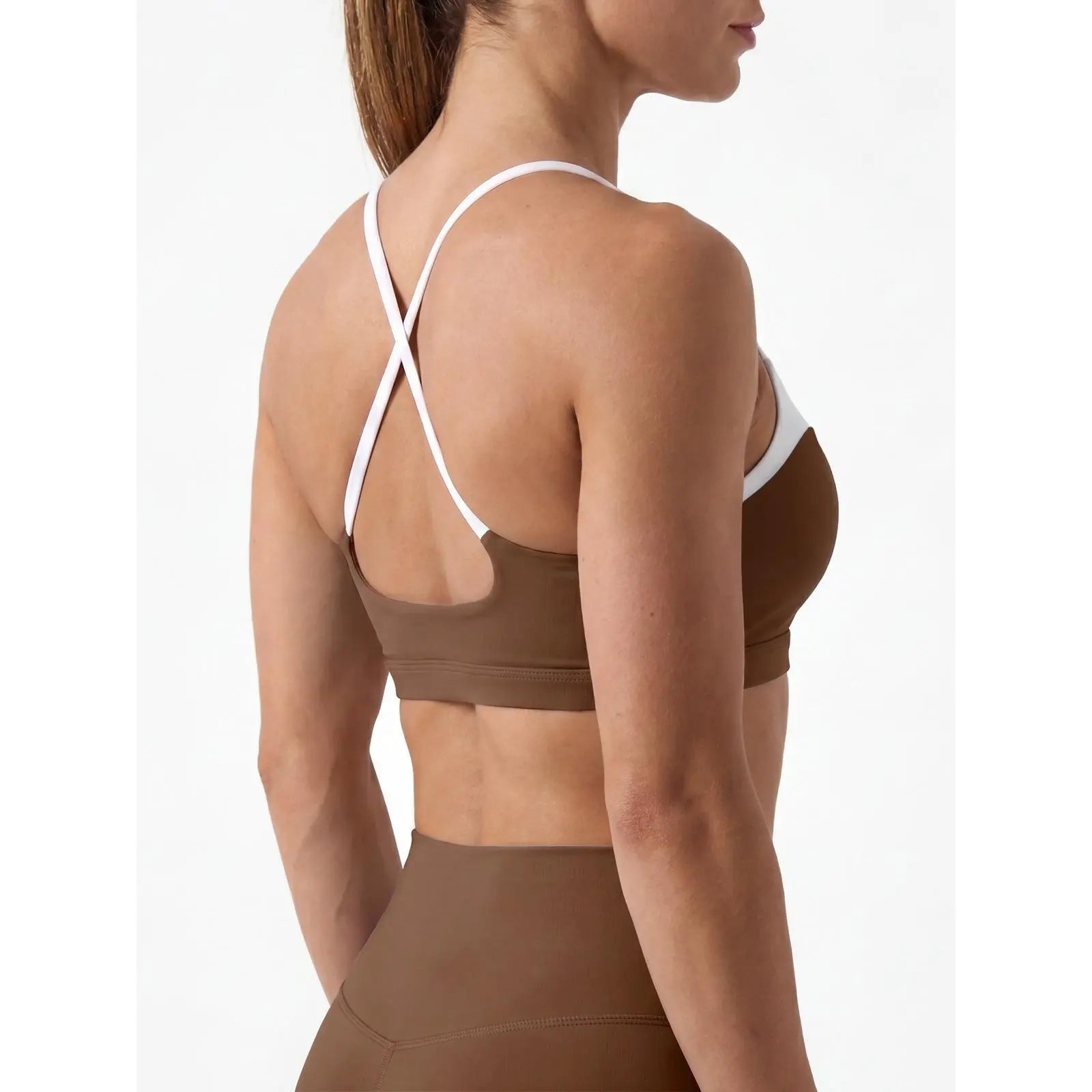 Aoysky Women's Wireless Padded Spaghetti Strap Scoop Neck Cross Back Workout Bra - 3/4 Coverage Athleisure Crop Top for Yoga and Running; Please Refer to Size Chart