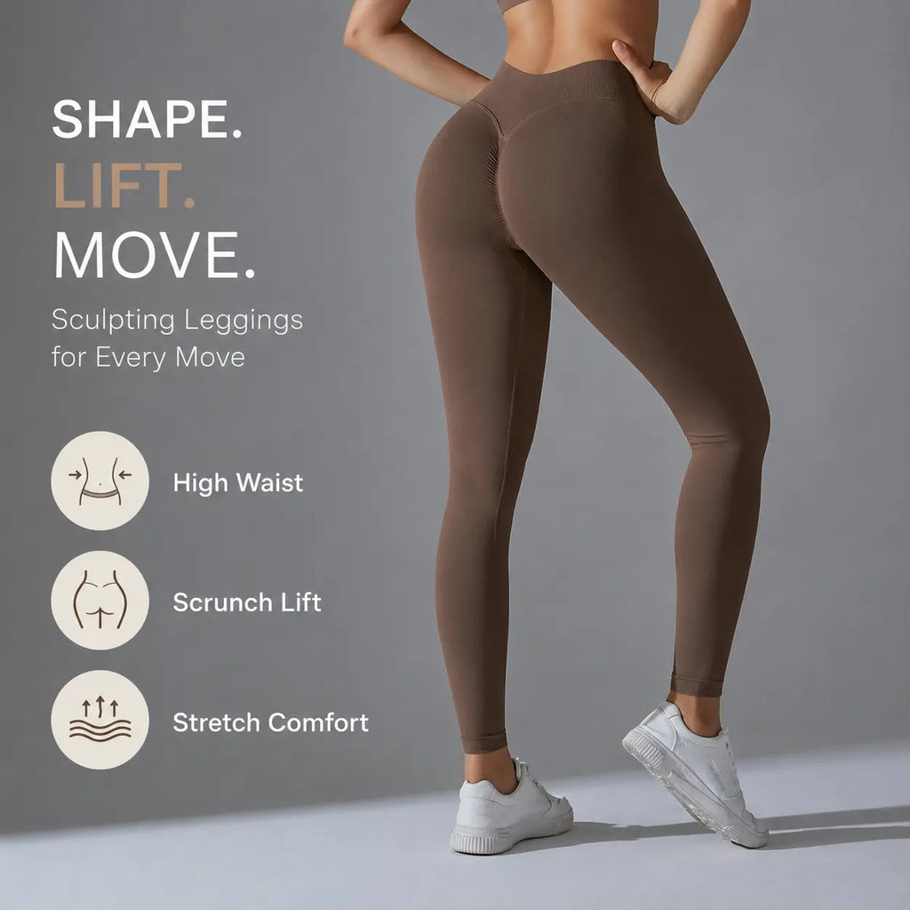 UPGROTH Women’S Seamless High Waisted V-Waist Leggings, Quick-Dry Tummy Control Athleisure Gym Clothes, Stretch Activewear for Yoga Workout & Made for Yoga & Gym Days