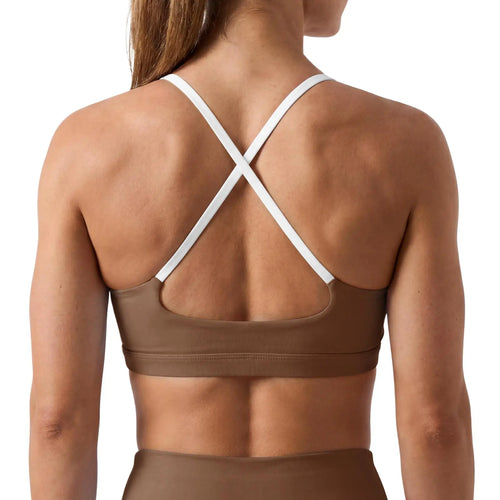 Aoysky Women's Wireless Padded Spaghetti Strap Scoop Neck Cross Back Workout Bra - 3/4 Coverage Athleisure Crop Top for Yoga and Running; Please Refer to Size Chart