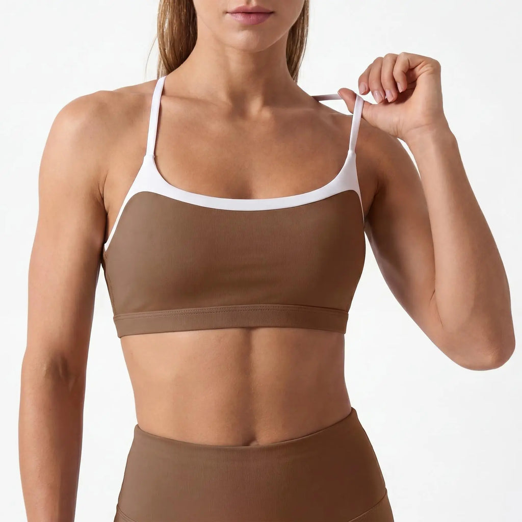 Aoysky Women's Wireless Padded Spaghetti Strap Scoop Neck Cross Back Workout Bra - 3/4 Coverage Athleisure Crop Top for Yoga and Running; Please Refer to Size Chart