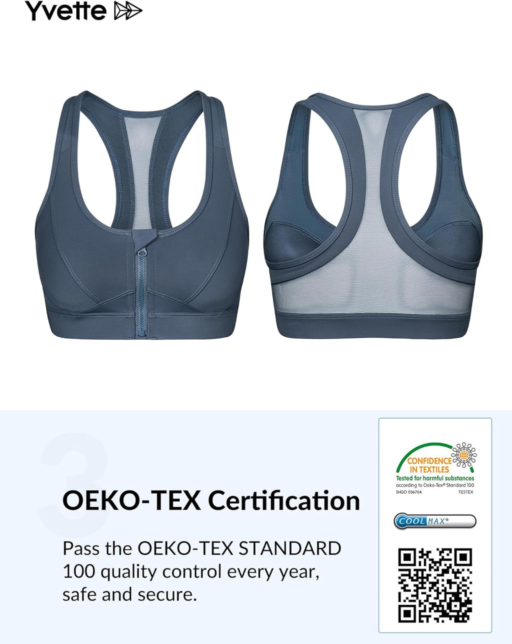 Zip Front High Impact Sports Bra for Large Bust | Secure Locking Zipper,Fixed Non-Slip Pads,Breathable,Wireless Comfort,Running Bra plus Size Friendly,Gym Workout,Fitness