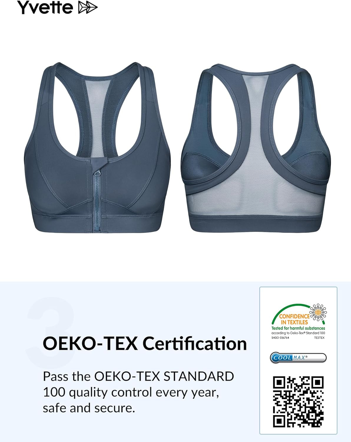 Zip Front High Impact Sports Bra for Large Bust | Secure Locking Zipper,Fixed Non-Slip Pads,Breathable,Wireless Comfort,Running Bra plus Size Friendly,Gym Workout,Fitness